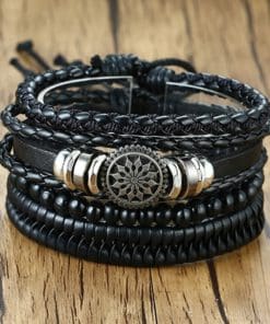 Tribal Star Leather Bracelet Set