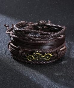 Motorbike Leather Bracelet Set