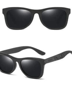 Knight Black - Dark Bamboo Wood - Sunset Orange Polarized Lens Sunglasses