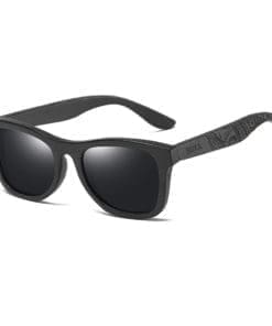 Knight Black - Dark Bamboo Wood - Sunset Orange Polarized Lens Sunglasses