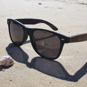 BOXA Throwbacks Retro Black & Walnut Wood Sunglasses