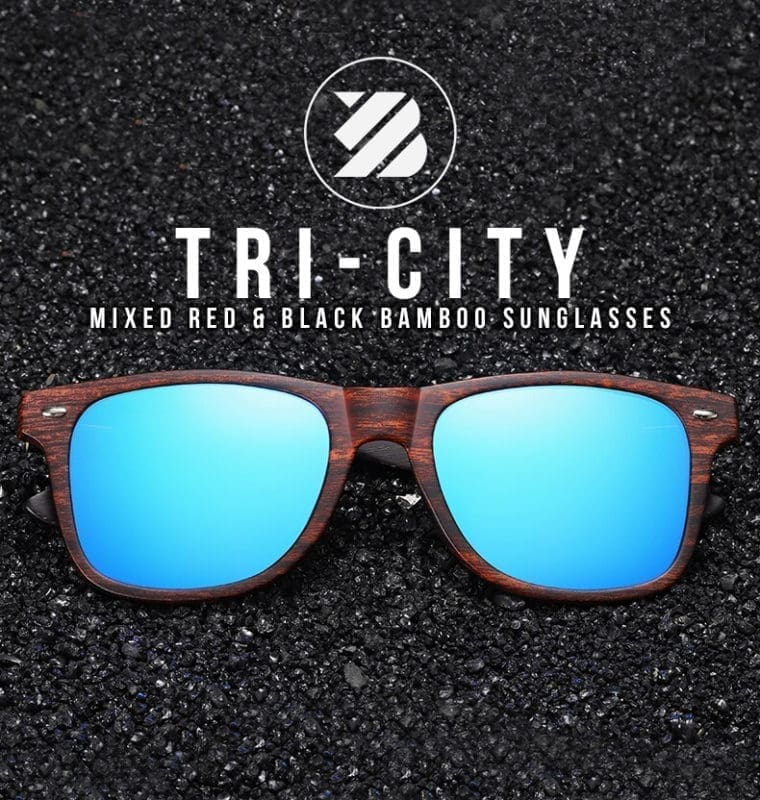 BOXA Tri-City’s Mixed Red & Black Bamboo Sunglasses